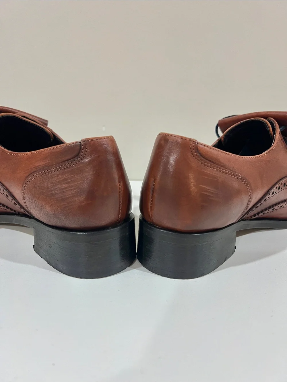 GIROTTI Women’s Custom Brown Leather Wingtip Brogue Oxford Lace Up Shoes Size 39